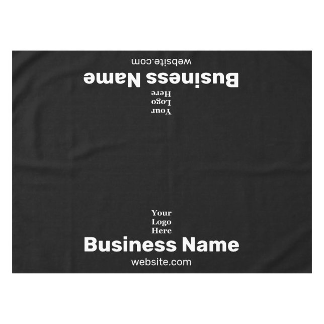 Business Logo Name and Website Branded Black Tablecloth (Front (Horizontal))
