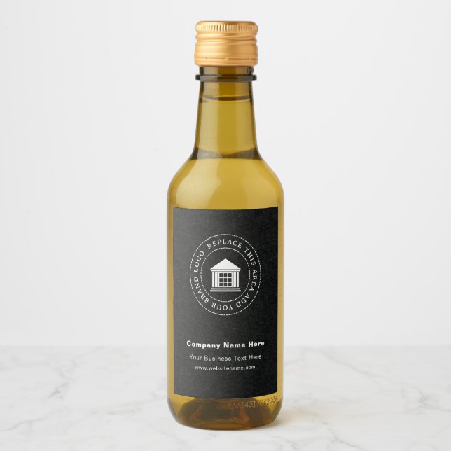 Business Logo Name Custom Mini Wine Bottle Label (Front)
