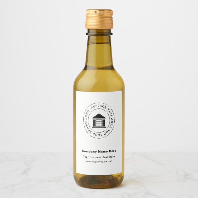 Business Logo Name Custom Mini Wine Bottle Label (Front)