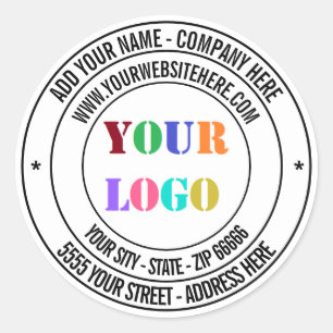 Business Logo Name Info Address Stickers Example