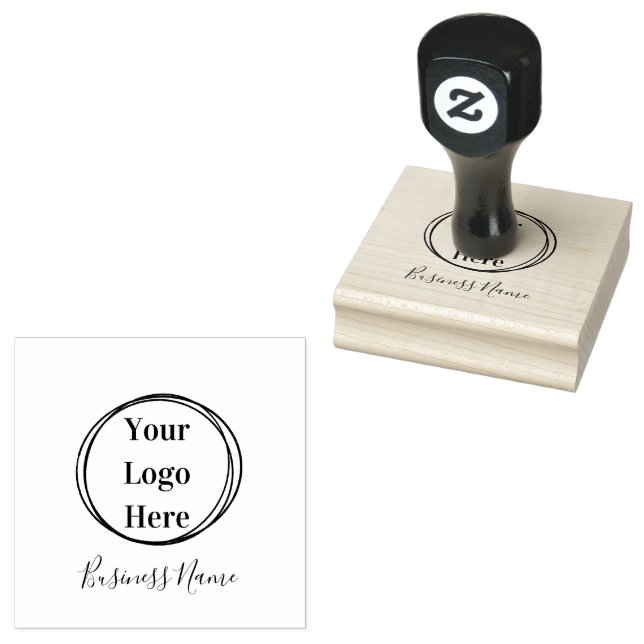Business Logo Name Modern Minimalistic Rubber Stamp (Stamped)