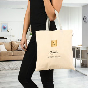Business logo name monogram tote bag
