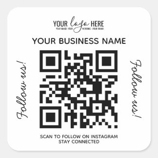 Business Logo Name QR Code Instagram Square Sticker
