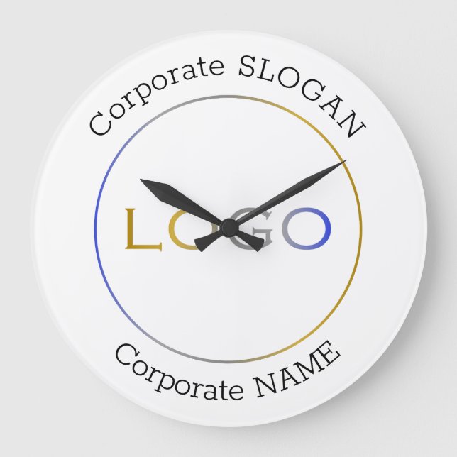 Business Logo Name Slogan Minimalist Promotional Large Clock (Front)