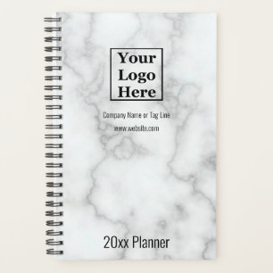 Business Logo Name Website Faux White Marble Planner