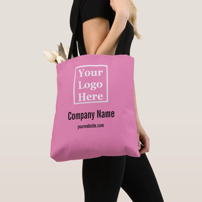 Business Logo Name Website Template Pink and Black Tote Bag (Close Up)
