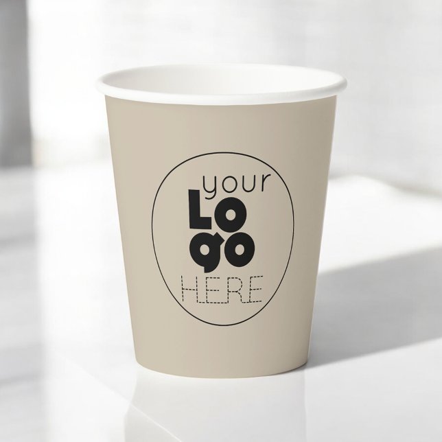 Business Logo Natural Taupe Paper Party Cup (Creator Uploaded)