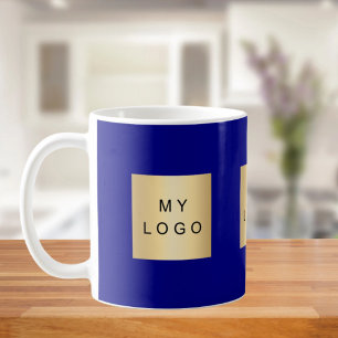 Business logo navy blue coffee mug