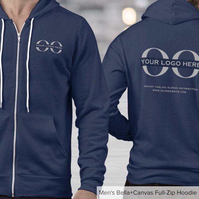 Business Logo Navy Blue Hoodie (Creator Uploaded)