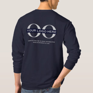 Business Logo Navy Blue Long Sleeve T-Shirt