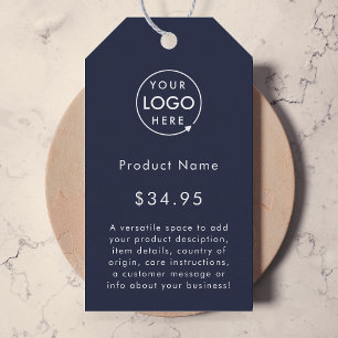Business Logo   Navy Blue Product Price Tags