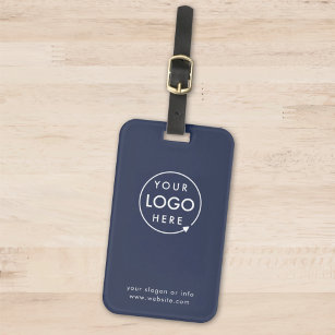 Business Logo   Navy Blue Promotional Travel Luggage Tag