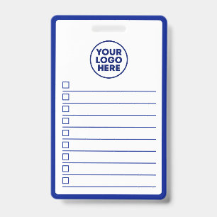 Business Logo Navy Blue Whiteboard To Do List ID Badge