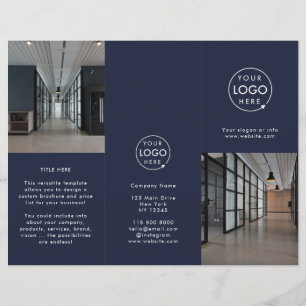 Business Logo   Navy Photo Modern Trifold Brochure