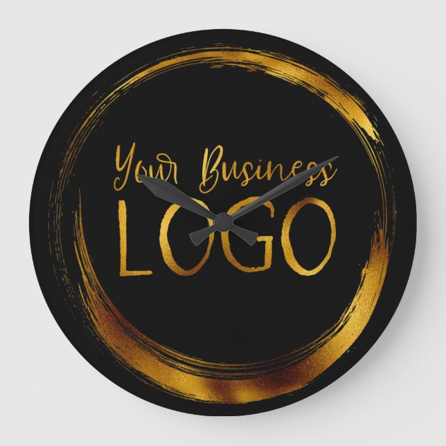 Business Logo on Black Promo Large Clock (Front)