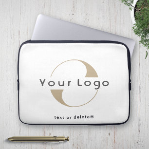 Business logo on Black White, Clean brand Company Laptop Sleeve