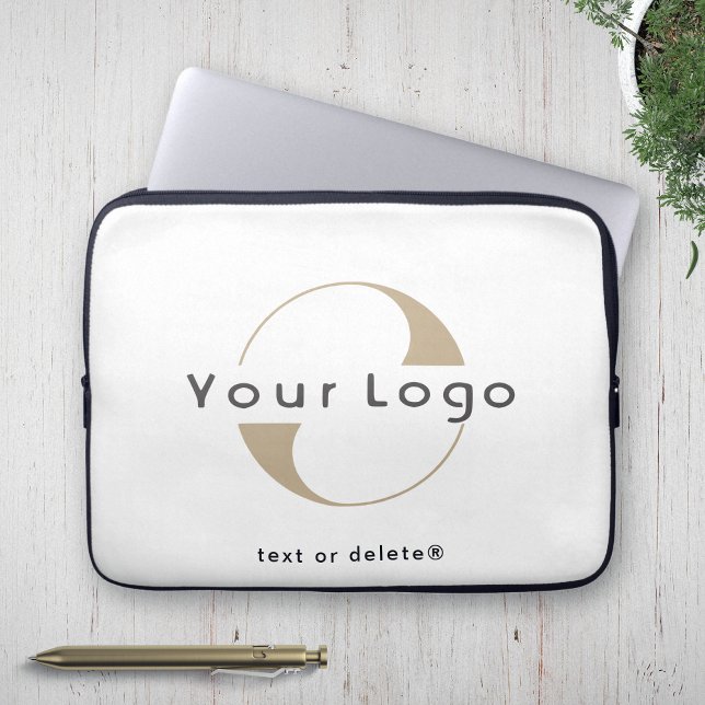 Business logo on Black White, Clean brand Company  Laptop Sleeve (Creator Uploaded)