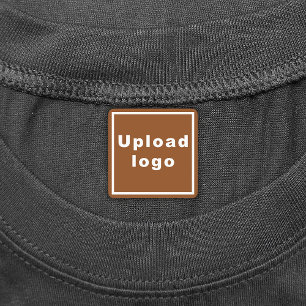 Business Logo on Brown Square Iron On Label
