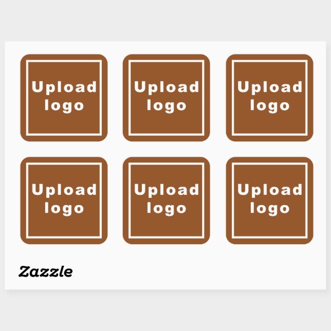 Business Logo on Brown Square Sticker (Sheet)