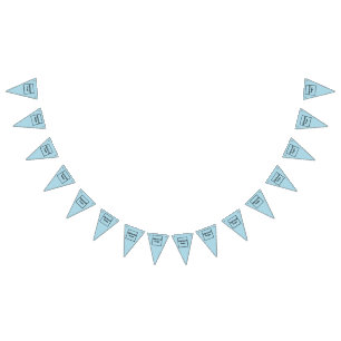 Business Logo on Light Blue Triangle Bunting