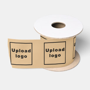 Business Logo on Light Brown Ribbon Satin Ribbon