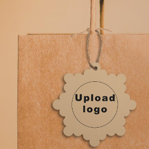 Business Logo on Light Brown Snowflake Shape Paper Tree Decoration Card