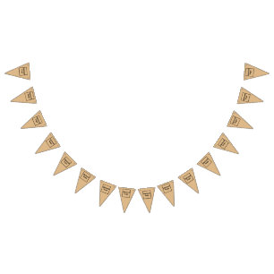 Business Logo on Light Brown Triangle Bunting