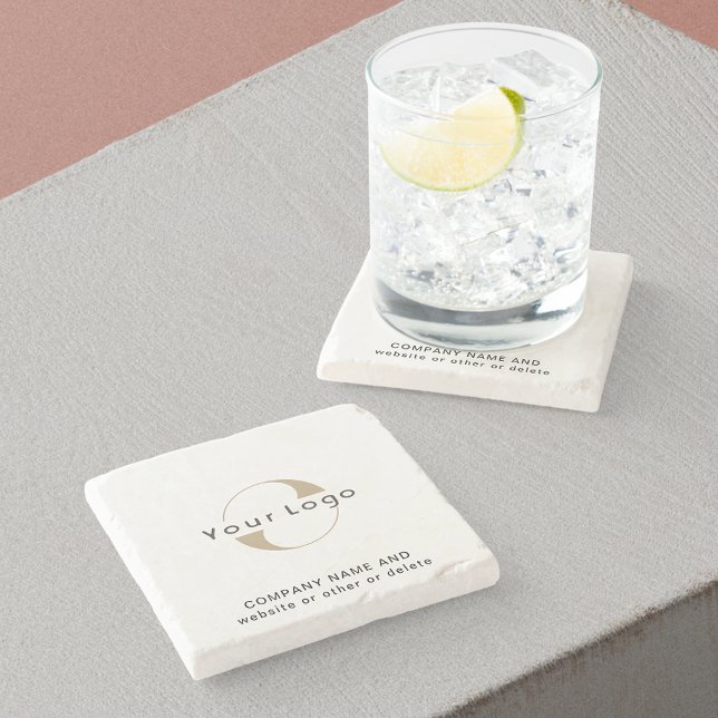 Business logo on Marble, Clean Minimal Brand Stone Coaster (Creator Uploaded)