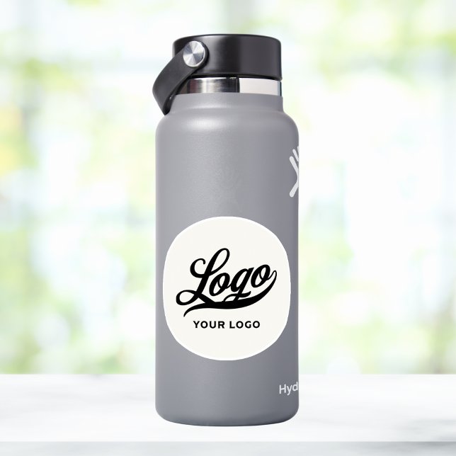 Business Logo on Off White Circle Water Bottle (Creator Uploaded)