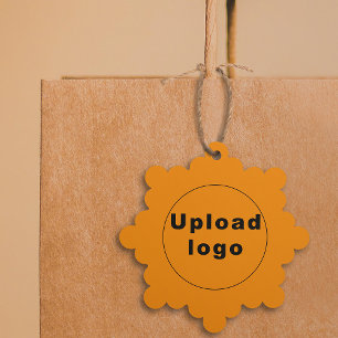Business Logo on Orange Colour Snowflake Paper Tree Decoration Card