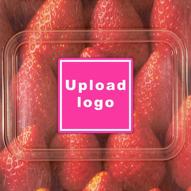 Business Logo on Pink Square Adhesive Label (Pink square adhesive label with your business logo)