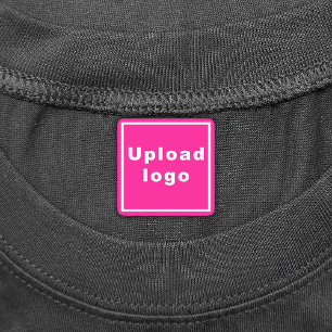 Business Logo on Pink Square Iron On Label