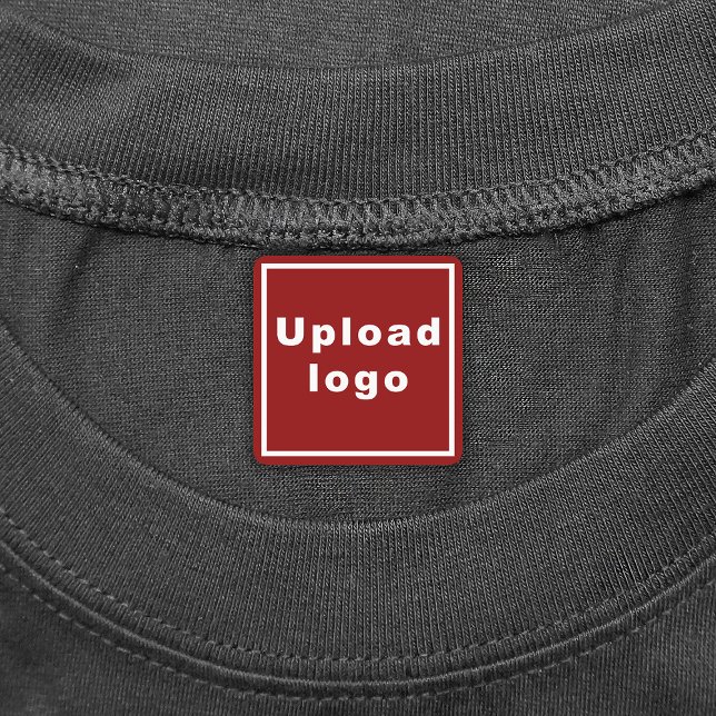 Business Logo on Red Square Iron On Label (Red square iron on label with your business logo)
