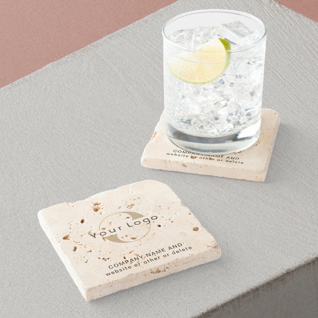Business logo on Travertine, Artsy Brand, Company Stone Coaster (Creator Uploaded)