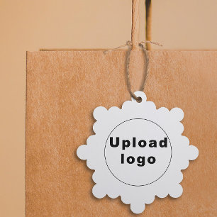 Business Logo on White Snowflake Shape Paper Tree Decoration Card