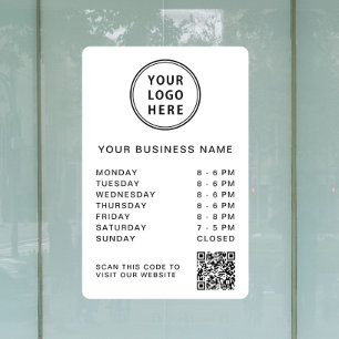Business Logo Open Hours QR Code White