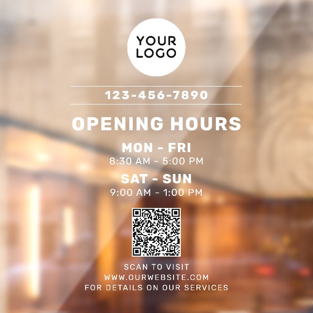 Business Logo & Opening Hours With Website QR Code (Sheet 2)