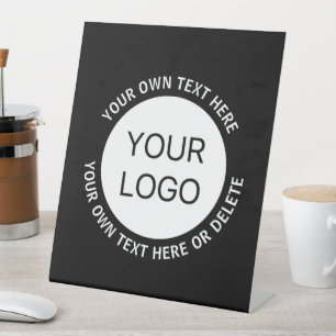 Business Logo or Any Image & Editable Text Pedestal Sign
