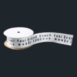 Business logo or blue text Company brand minimal Satin Ribbon<br><div class="desc">Customisable Satin or Grosgrain Business Ribbon. Add your logo OR your brand name or other text/characters. - Some unicode characters you can copy/paste to the text box if you want to: ● (Black circle), ★ (Star), ✱ ❃ (Asterisks), ❅ ❆ (Snowflakes), ❈ (Sparkle), ♥ (Heart), ♛ (Chess queen), ☼ (Sun...</div>