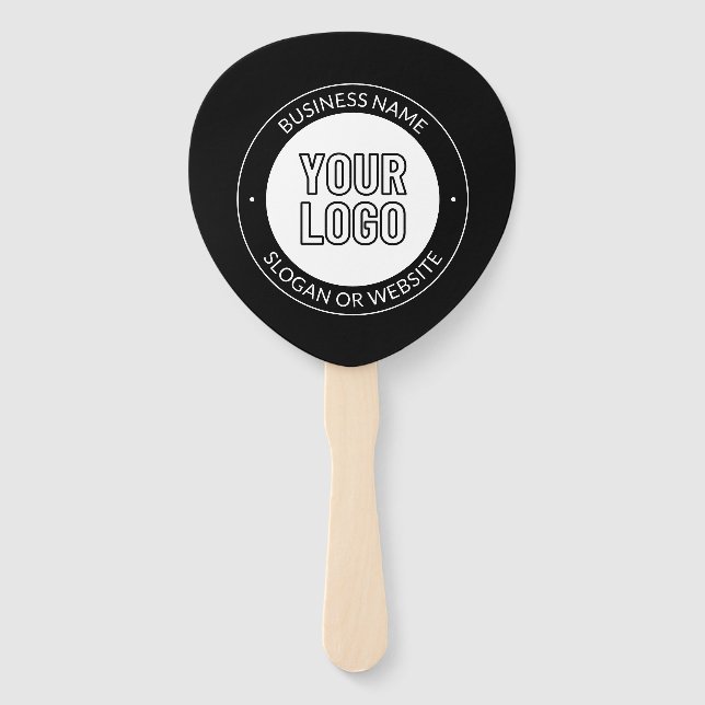 Business Logo or Design & Editable Text Template Hand Fan (Front)