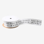 Business logo or grey text Company brand minimal Satin Ribbon<br><div class="desc">Customisable Satin or Grosgrain Business Ribbon. Add your logo OR your brand name or other text/characters. - Some unicode characters you can copy/paste to the text box if you want to: ● (Black circle), ★ (Star), ✱ ❃ (Asterisks), ❅ ❆ (Snowflakes), ❈ (Sparkle), ♥ (Heart), ♛ (Chess queen), ☼ (Sun...</div>