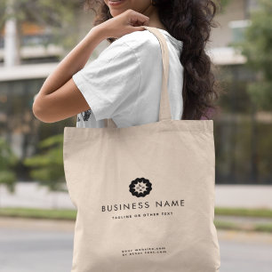 Business Logo or Icon + Name Company brand Minimal Tote Bag
