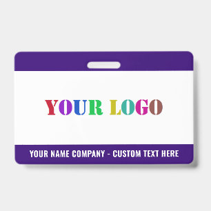 Business Logo or Photo Custom Text Badge Template ID Badge