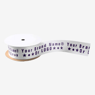 Business logo or purple text Company brand minimal Satin Ribbon