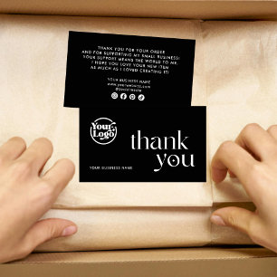 Business Logo Order Packaging Black Thank You Card