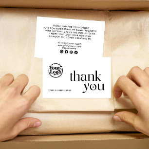 Business Logo Order Packaging White Thank You Card