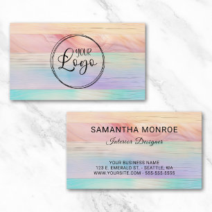 Business Logo Pastel Unicorn Gradient Wood Card