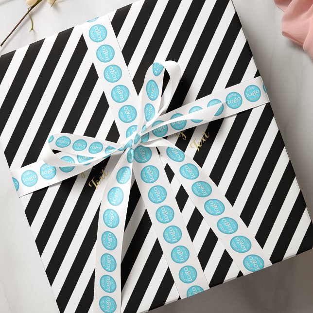 Business Logo Pattern Office Corporate Party White Satin Ribbon (Business Logo Pattern Office Corporate Party White Satin Ribbon)