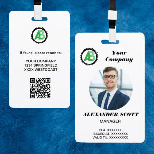  Business  Logo Personnel staff employee  qr Code ID Badge