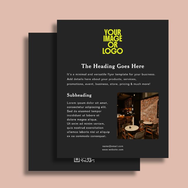 Business Logo Photo Elegant QR Code Black Flyer (Creator Uploaded)